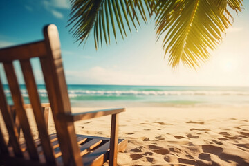 Obraz premium summer background nature of tropic . lazy bench on a golden beach