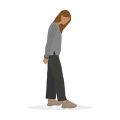 Female character in handcuffs on a white background