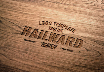 Wooden Engraved 3D Wood Logo Mockup Template Texture Paper Branding Brand Identity Effect