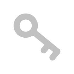 Key icon. Simple silver key illustration.