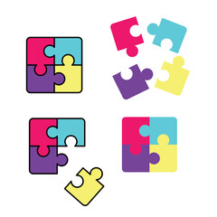 set of puzzle design. business teamwork sign and symbol.