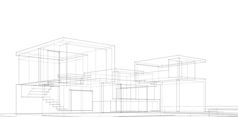 house building sketch architecture 3d illustration