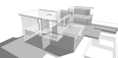 house building sketch architecture 3d illustration