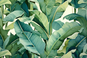 design jungle tropical template leaf palm pattern summer background trendy seamless. Generative AI.