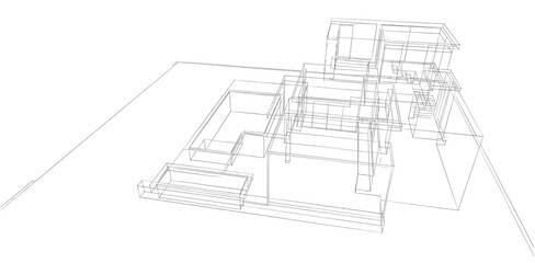 house building sketch architecture 3d illustration