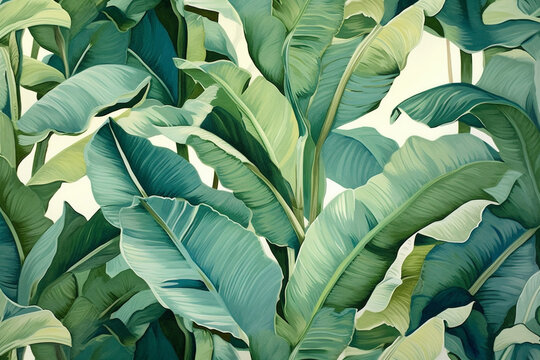 design jungle tropical template leaf palm pattern summer background trendy seamless. Generative AI.