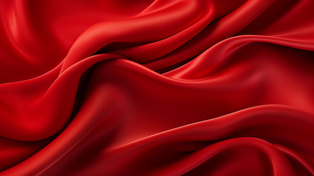 Smooth satin waves in vibrant red elegance