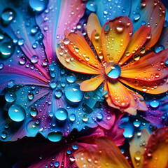 Dewdrops on Rainbow Petals: Nature's Colorful Canvas