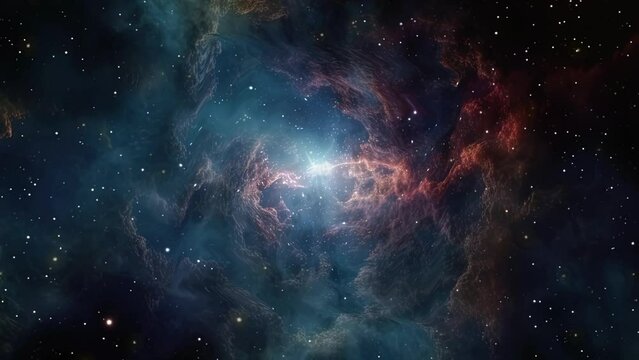 Universe Space Flight Through Stars with Galaxies and Nebulas. Seamless looping animation background.