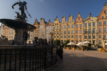 Langer Markt mit Neptunbrunnen, Altstadt, Rechtstadt, Danzig, Polen   english  Long Market with Neptune Fountain, old town, Gdansk, Poland © Peter Engelke