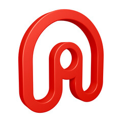3D alphabet letter a in red color for education and text concept