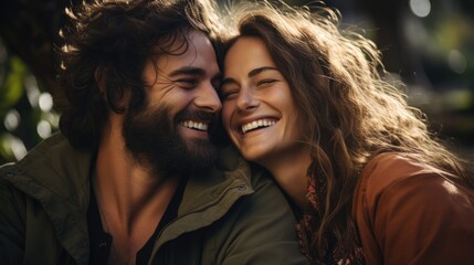 Fototapeta premium couple enjoying a moment together in a park