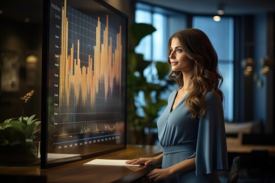 Businesswoman Analysing And Presenting Data Charts