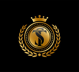 Fototapeta premium Golden badge vector logo element