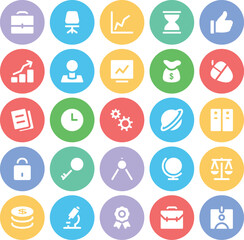 Pack of Business and Finance Flat Circular Icons 

