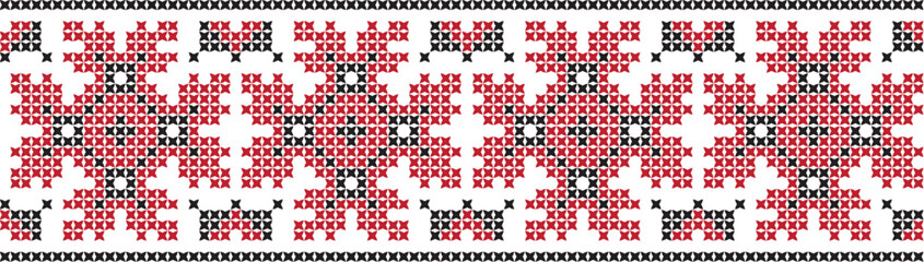 Embroidered cross-stitch ornament national pattern Ukrainian Slavic.