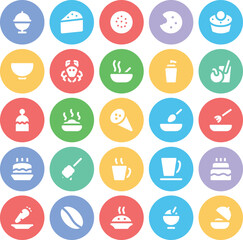 Set of Refreshing Drinks Flat Circular Icons

