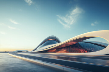 empty floor with modern builiding