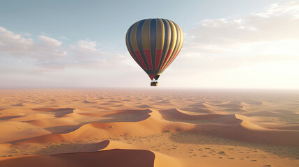 Fototapeta na wymiar Hot air balloon flying over beautiful sand dunes AI generated image
