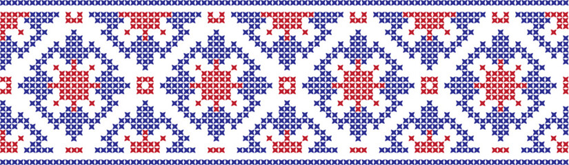 Embroidered cross-stitch ornament national pattern Ukrainian Slavic.