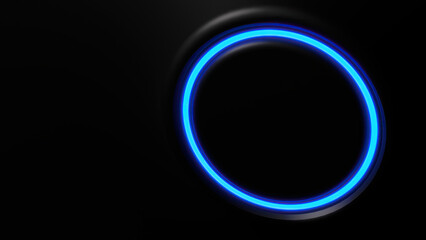 A sci-fi round fluorescent light diagonal with a glowing blue and black elegant and modern 3D rendering image background