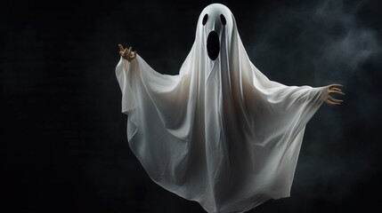 Scary ghost on a black background. Halloween concept.