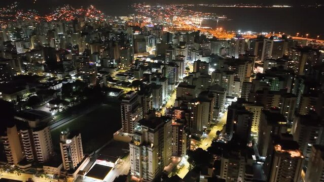 Florianopolis in Santa Catarina. Night aerial image.
