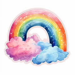 Rainbow with clouds on a white background. Emergency illustration.