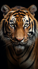 Fototapeta na wymiar tigre, colagem e rabiscos, linhas ousadas, retrato mítico, cores lindas, fundo abstrato