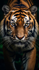 Obraz premium tigre, colagem e rabiscos, linhas ousadas, retrato mítico, cores lindas, fundo abstrato