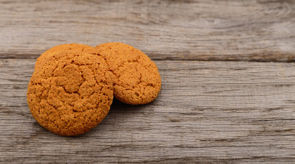 Cookies on wooden table.