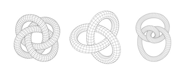 Wireframe torus outline. Molecular grid. Futuristic connection structure for chemistry and science. Cyberpunk elements vector , SVG
