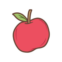 Doodle apple illustration. Autumn vector hand drawn color icon