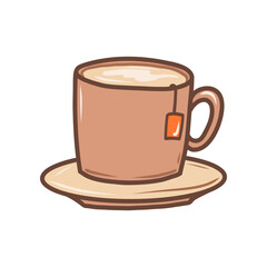 Doodle coffee illustration. Autumn vector hand drawn color icon