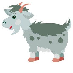 flat, cute gray goat with dark spots, isolated object on white background, vector illustration,