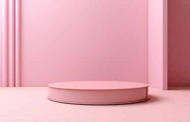 Fototapeta na wymiar Pink minimalistic empty podium