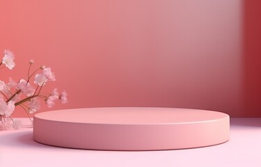 Pink minimalistic empty podium