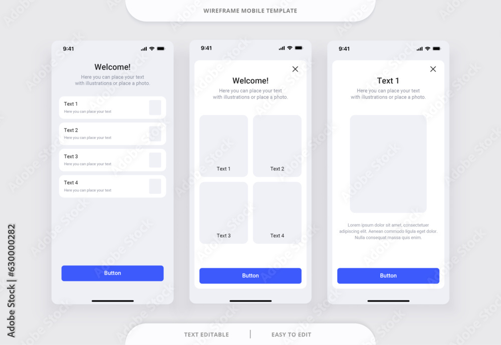 Wall mural wireframe mobile app. vector template for your design.