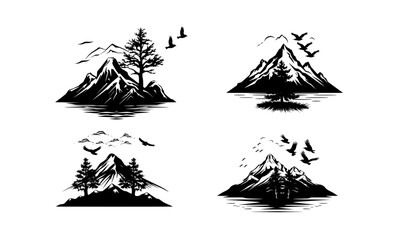 Abstract vector landscape nature or outdoor mountain view silhouette