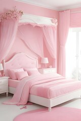 Fototapeta na wymiar Pink bed room
