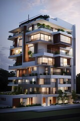 Obraz premium Modern living building with 4th floor