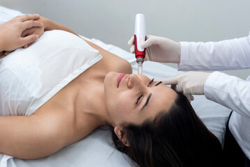 cosmetology treatment with dermapen technique for the care and beauty of the skin and health