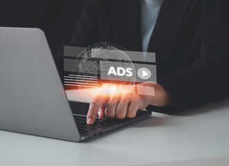 Ads on web, ad on internet, digital marketing. Online Advertising concept, ad on internet, digital marketing