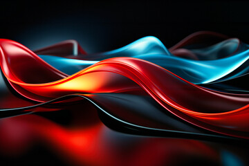 an abstract image of red and white wavy lines on a dark background