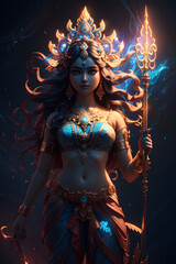 Hindu Mythologyi Goddess Durga with Trident