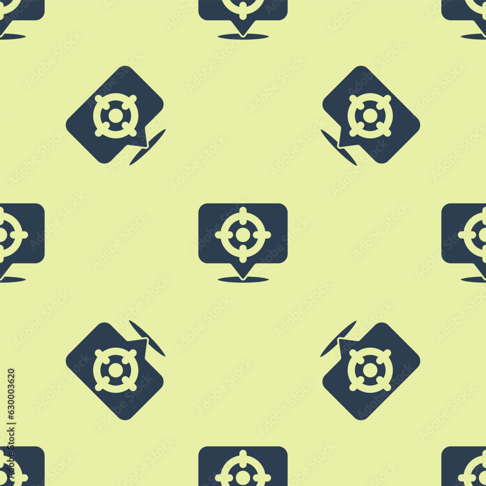 Poster blue target sport icon isolated seamless pattern on yellow background. clean target with numbers for