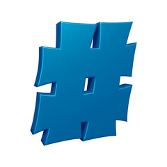 Obraz premium 3D blue hashtag symbol or icon design