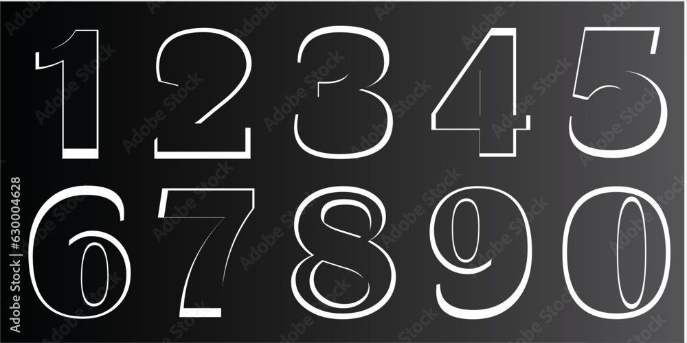 Poster assorted digital custom vector numbers. minimum. color gradation. dark. banner network. 3d effect. d