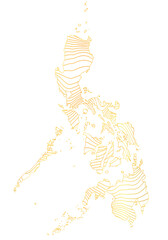 abstract map of Philippines - vector illustration of striped gold colored map