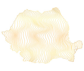 abstract map of Romania - vector illustration of striped gold colored map